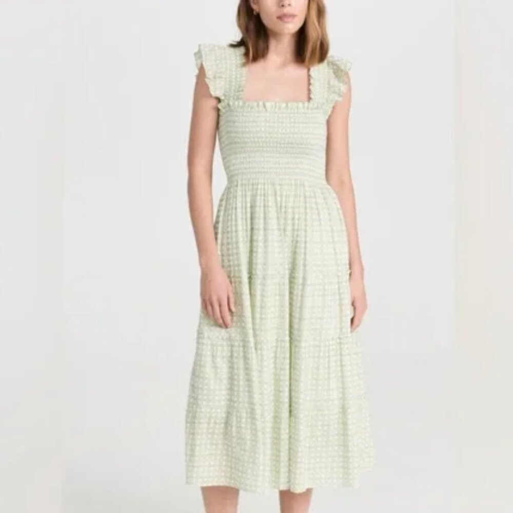 The Ellie Nap Dress Green Basketweave - Small